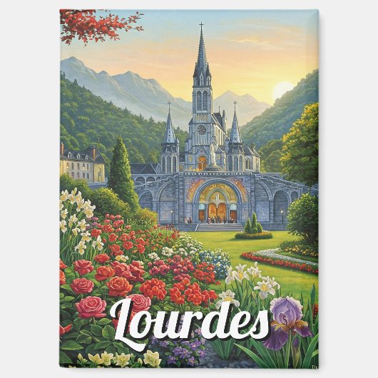 Aimant Lourdes France Fleurs de Voyage (Recto)