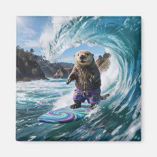 Aimant Loutre de mer surfant en Californie
