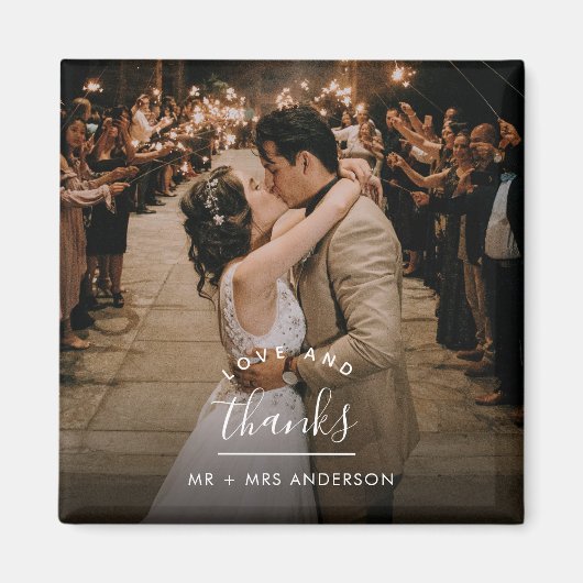 Aimant Love and Thanks Mariage Photo Merci (Devant)