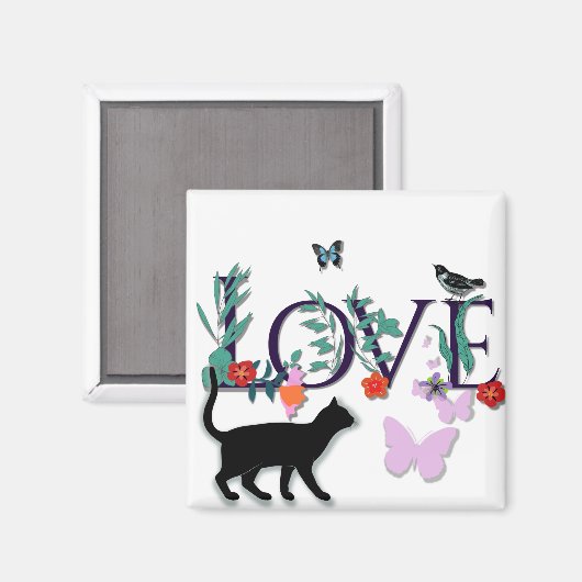 Aimant LOVE avec chat (Recto/Verso)