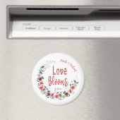 Aimant Love Blooms Personnalisée Mariée Groom Mariage Dat (In Situ (Lave-vaisselle))
