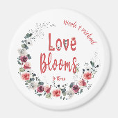 Aimant Love Blooms Personnalisée Mariée Groom Mariage Dat (Devant)