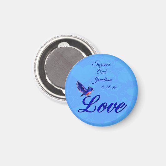 Aimant Love Bluebird Personalized Wedding  (Recto/Verso)
