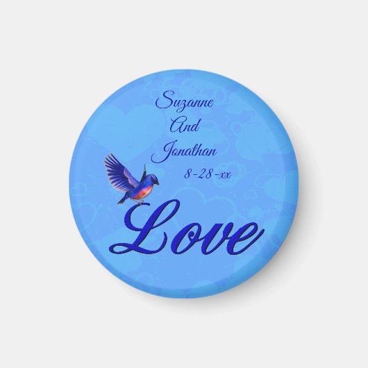 Aimant Love Bluebird Personalized Wedding (Devant)