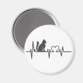 Aimant Love cat cardiogramme - Choisir la couleur arrière (Recto/Verso)