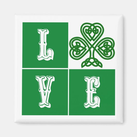 Aimant Love Celtic Coeurs Shamrocks (Devant)