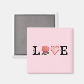 Aimant Love Coeur & Rose Flower (Recto/Verso)