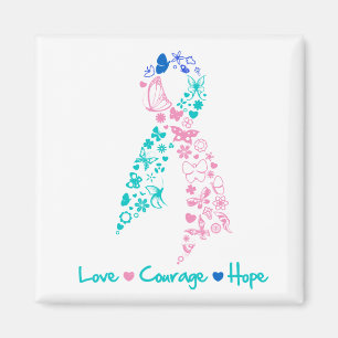 Aimant Love Courage Hope Butterfly - Thyroid Cancer