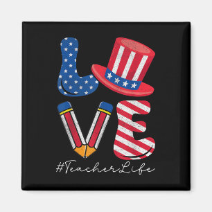 Aimant Love Enseignant Vie Usa Drapeau Américain Patrioti
