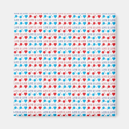 Aimant LOVE est une citation LOVE en rouge et bleu (Devant)