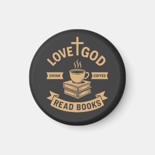 Aimant Love God Drink Cafee Lire les livres Christian