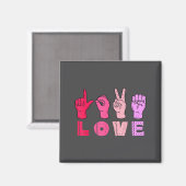 Aimant Love Hand Sign Language Asl Valentines Day Men Wom (Recto/Verso)