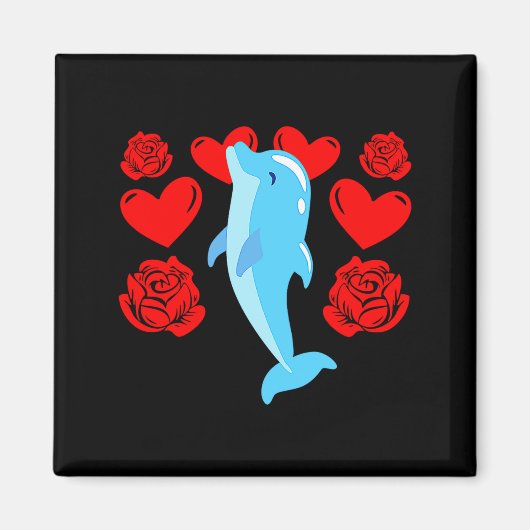 Aimant Love Heart Valentines Day Roses Dolphin Boys Kids (Devant)