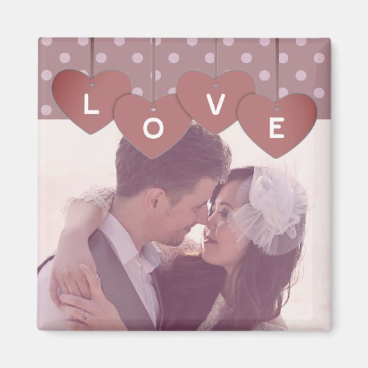 Aimant Love Hearts Banner Romantic Overlaid Custom Photo (Devant)