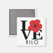 Aimant LOVE Hilo Hawaii Red Hibiscus (Recto/Verso)