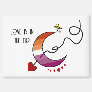 Aimant Love Is In The Air Drapeau Lesbien Coucher de Sole