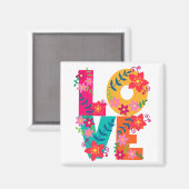 Aimant LOVE, joli texte floral (Recto/Verso)
