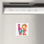Aimant LOVE, joli texte floral (In Situ (Lave-vaisselle))