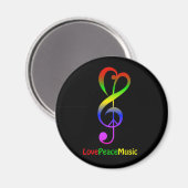 Aimant Love peace music hippie treble clef (Recto/Verso)