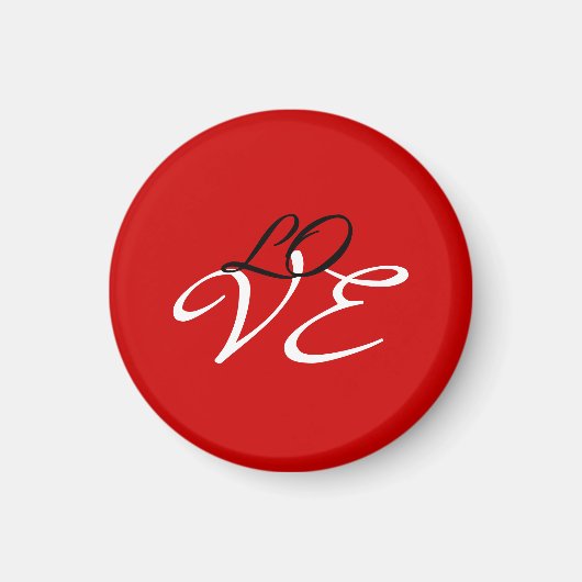 Aimant Love Rouge Blanc Noir Couleur Script Calligraphie (Devant)