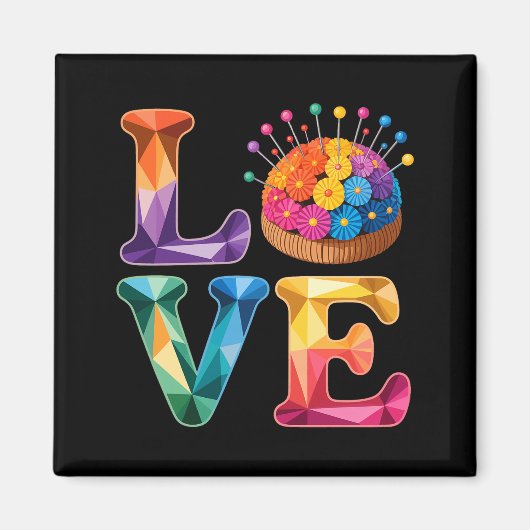 Aimant Love Sewing Quilting N Cushion Rainbow Crafter Wom (Devant)