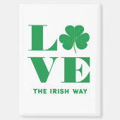 Aimant Love Shamrock Clover Irish Custom Text Vert Blanc (Recto)