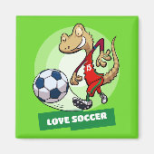 Aimant Love Soccer mignon Gecko Drôle Joueur de football (Devant)