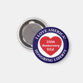 Aimant Love the USA Patriotic Red White Blue Heart 250th (Recto/Verso)