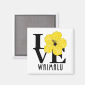 Aimant LOVE Waimalu Hibiscus jaune (Recto/Verso)