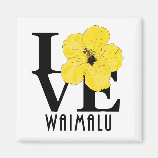 Aimant LOVE Waimalu Hibiscus jaune (Devant)