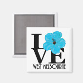 Aimant LOVE West Melbourne (hibiscus bleu) (Recto/Verso)