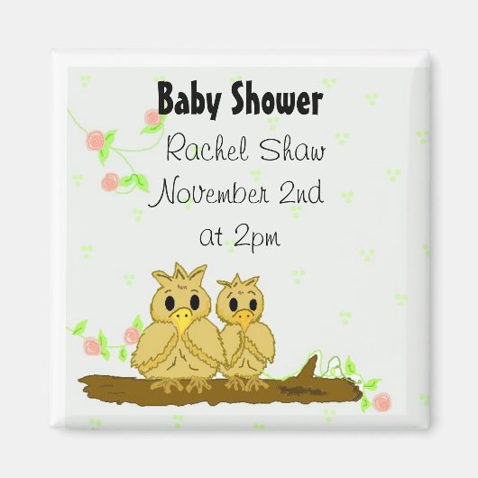 Aimant Lovebirds Baby Shower Announcement (Devant)
