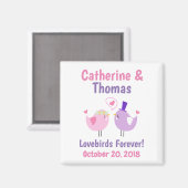 Aimant Lovebirds mignon rose violet mariage Favoriser (Recto/Verso)