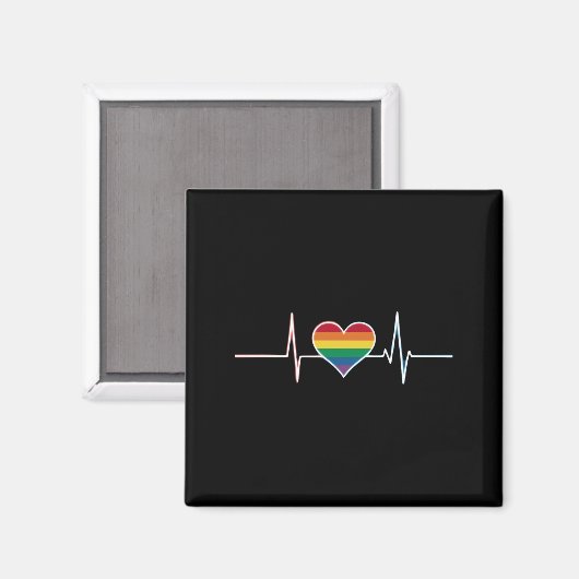 Aimant Lovely LGBT Gay pride Heartbeat Lesbian Gays Love (Recto/Verso)