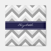 Aimant Lt Grey Med Grey Blanc Chevron Nom de la marine Mo (Devant)