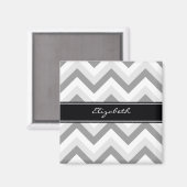 Aimant Lt Grey Med gris blanc Chevron noir Nom Monogramme (Recto/Verso)