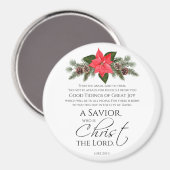 Aimant Luc 2:10-11 Écriture de Noël Poinsettia (Recto/Verso)