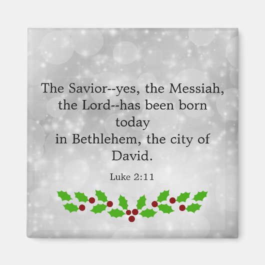 Aimant Luc 2-11, verset de la bible de Noël, (Devant)