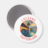 Aimant Lucerne Suisse Retro Cercle détendu (Recto/Verso)