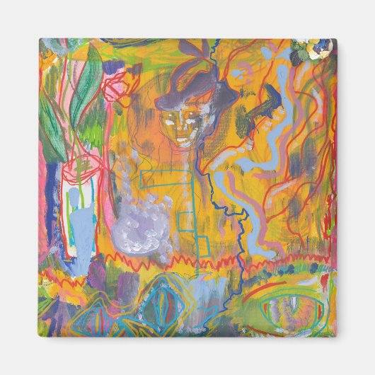 Aimant Lucid Dreamer rose arc-en-ciel Abstrait peinture A (Devant)