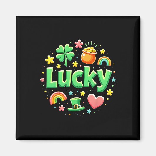 Aimant Lucky Charm Patricks Day Pot Of Gold Irish Shamroc (Devant)