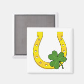 Aimant Lucky Golden Horseshoe avec Shamrock en blanc (Recto/Verso)