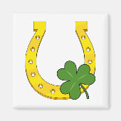 Aimant Lucky Golden Horseshoe avec Shamrock en blanc (Devant)