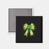 Aimant Lucky Irish Shamrock Coquette Bow St. Patrick’s Da (Recto/Verso)