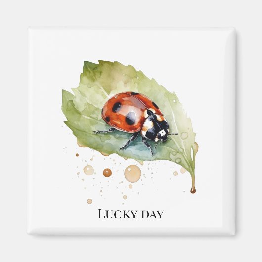 Aimant Lucky Ladybug sur la feuille (Devant)