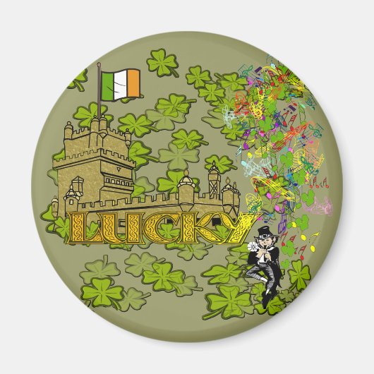 Aimant Lucky Leprechaun et son château irlandais (Devant)