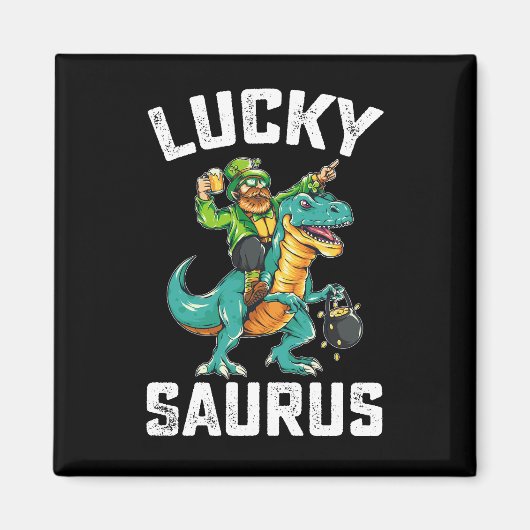 Aimant Lucky Saurus Dinosaur T Rex St Patrick's Day (Devant)