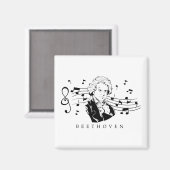 Aimant Ludwig van Beethoven Portrait et buste avec des no (Recto/Verso)