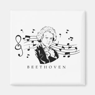 Aimant Ludwig van Beethoven Portrait et buste avec des no