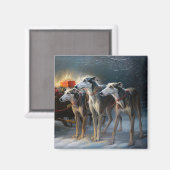 Aimant Luge enneigée Greyhound décoration de Noël (Recto/Verso)